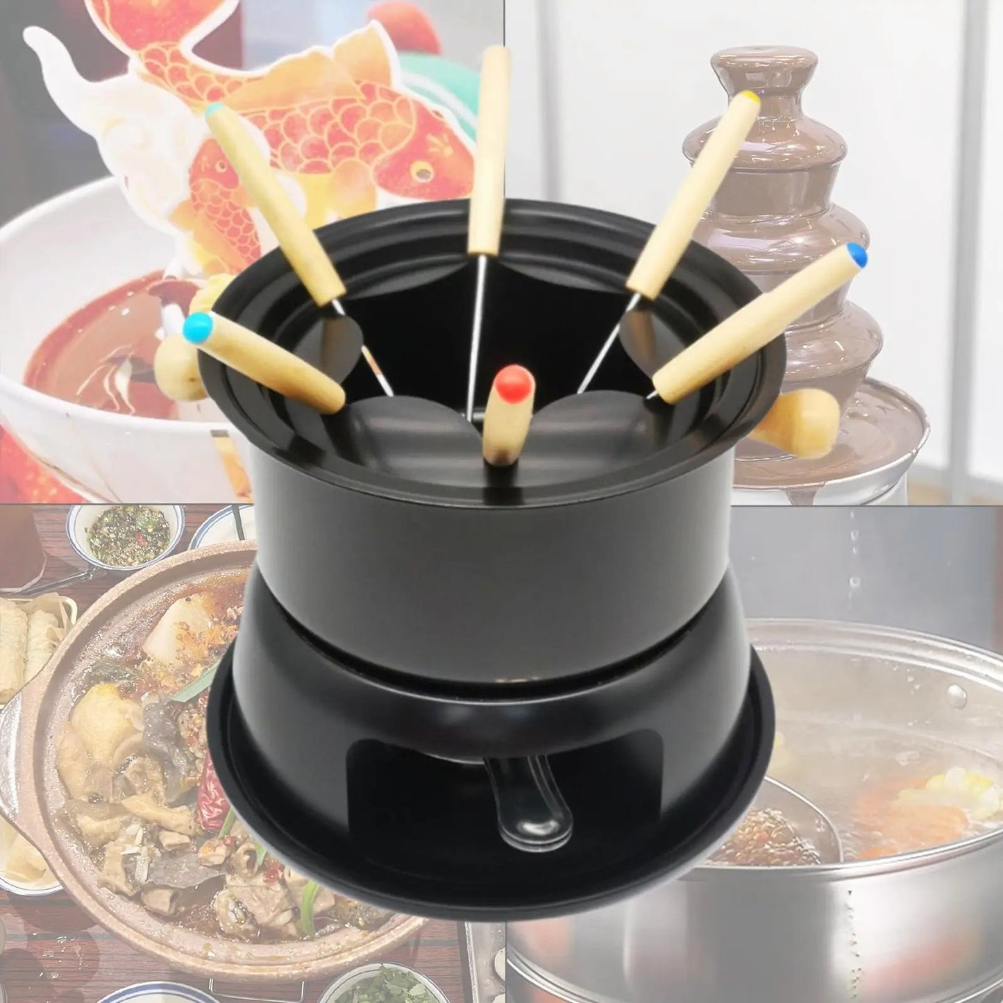 Appareil à Fondue Design en Acier au Carbone Noir