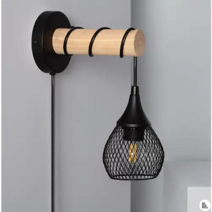 Applique Murale en Bois et Métal - Élégance & Design Noir
