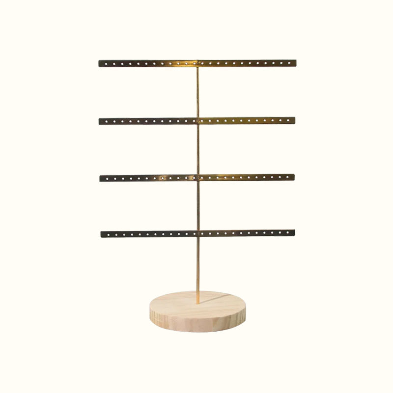 Arbre à boucles d'oreilles en métal et bois
