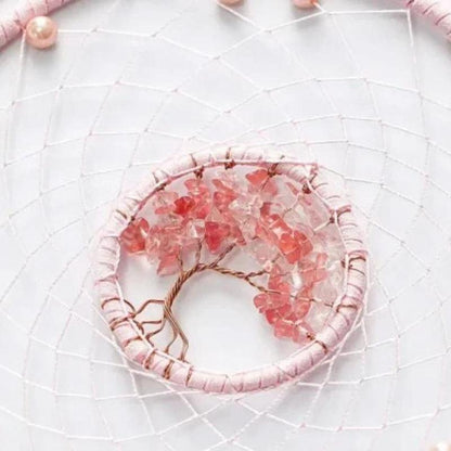 Attrape Rêve Arbre de vie Plumes Roses