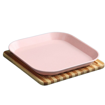 Assiette réutilisable plastique rose