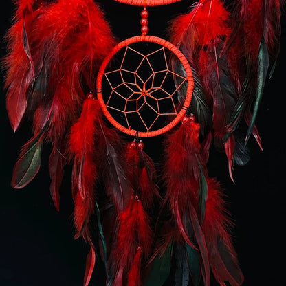 Attrape Rêve Dinosaure Plumes Rouge