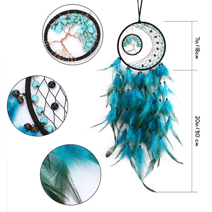 Attrape Rêve Arbre de Vie Bleu Clair