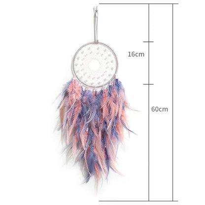 Attrape Rêve Violet et Rose Plumes Naturelles