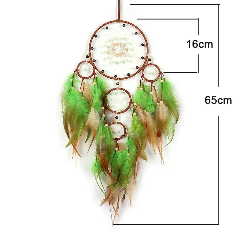 Attrape Rêve Plumes vert du druide