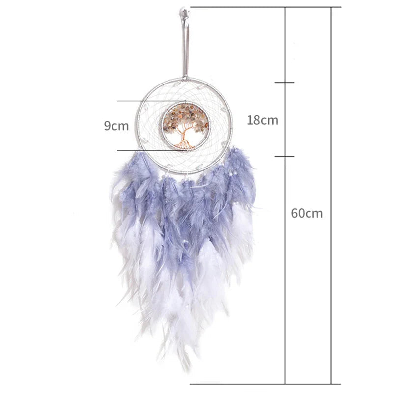 Attrape Rêve Arbre de Vie Céleste Plumes Violettes