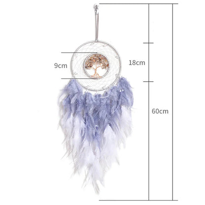 Attrape Rêve Arbre de Vie Céleste Plumes Violettes
