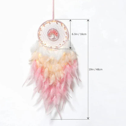 Attrape Rêve Arbre de vie Plumes Roses