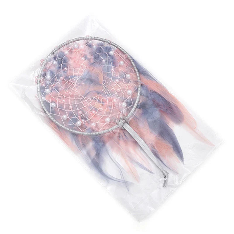 Attrape Rêve Violet et Rose Plumes Naturelles