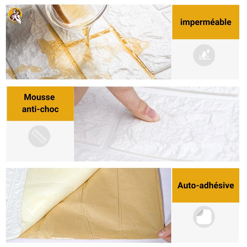 [PACK 10 pcs] Panneau mural 3D Premium - Brique (5,39 m²)