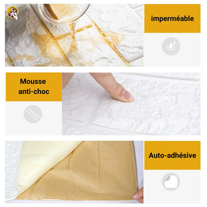 [PACK 10 pcs] Panneau mural 3D Premium - Brique (5,39 m²)