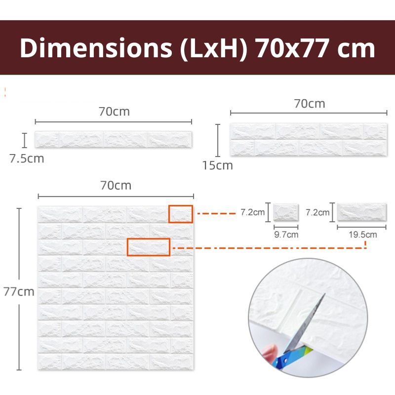 [PACK 10 pcs] Panneau mural 3D Premium - Brique (5,39 m²)