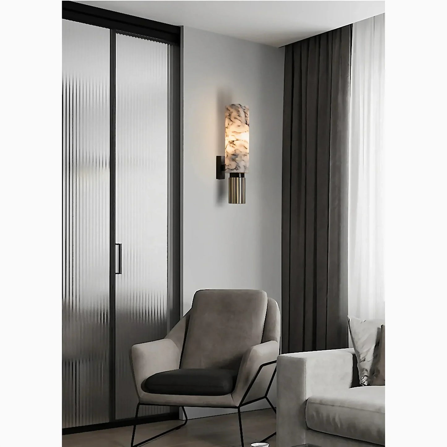 Applique Murale en Marmoré et Cuivre - Élégance Lumineuse LED pour Votre Intérieur