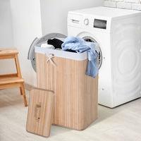 Bac à Linge Bambou Pliable avec Sac Amovible