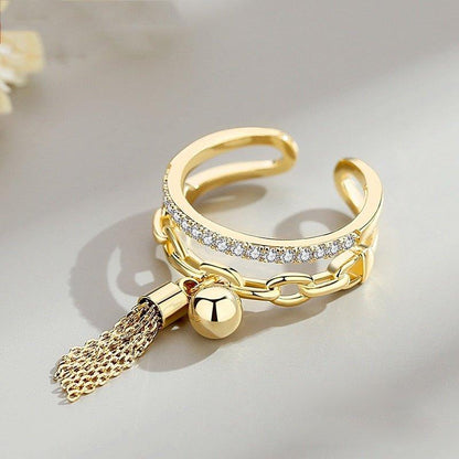 Bague pendentif chaîne et perle plaqué argent / or