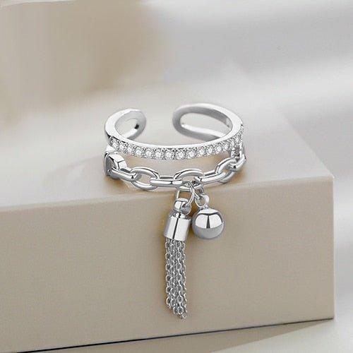 Bague pendentif chaîne et perle plaqué argent / or - MonPendentif