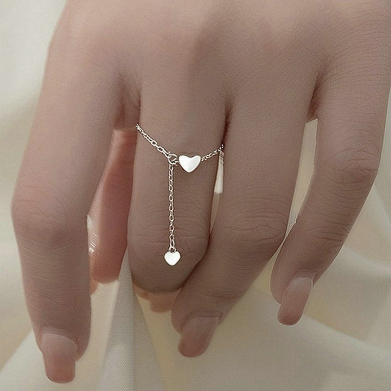 Bague pendentif chaîne réglable cœurs