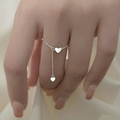 Bague pendentif chaîne réglable cœurs