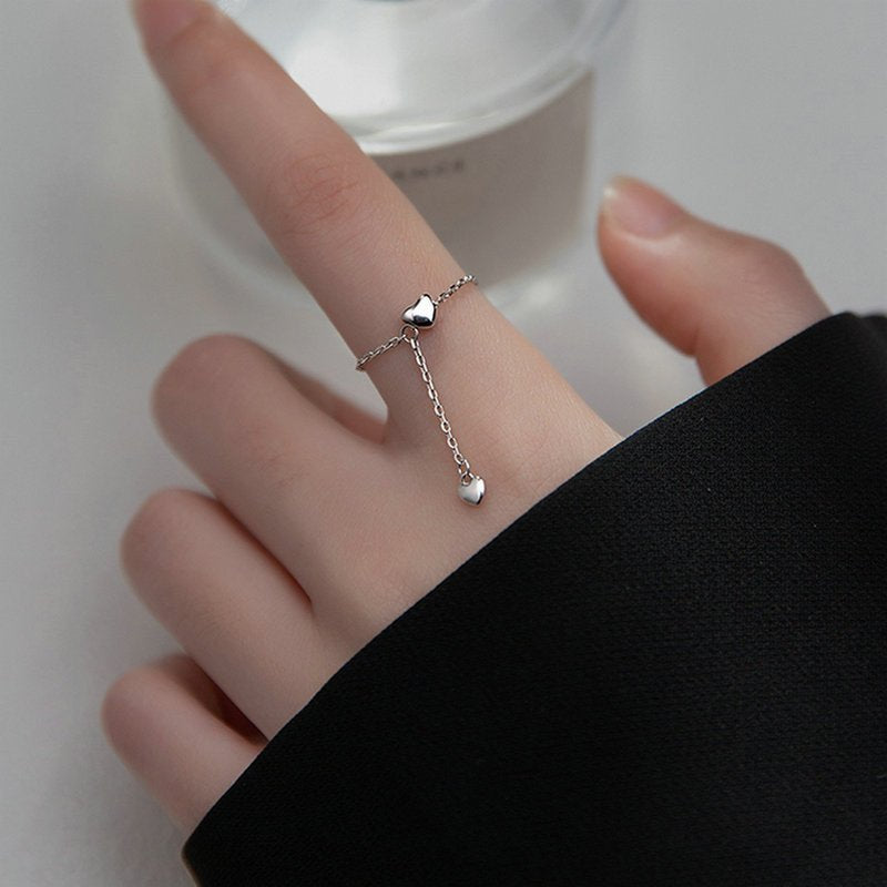 Bague pendentif chaîne réglable cœurs