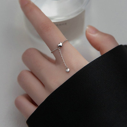 Bague pendentif chaîne réglable cœurs