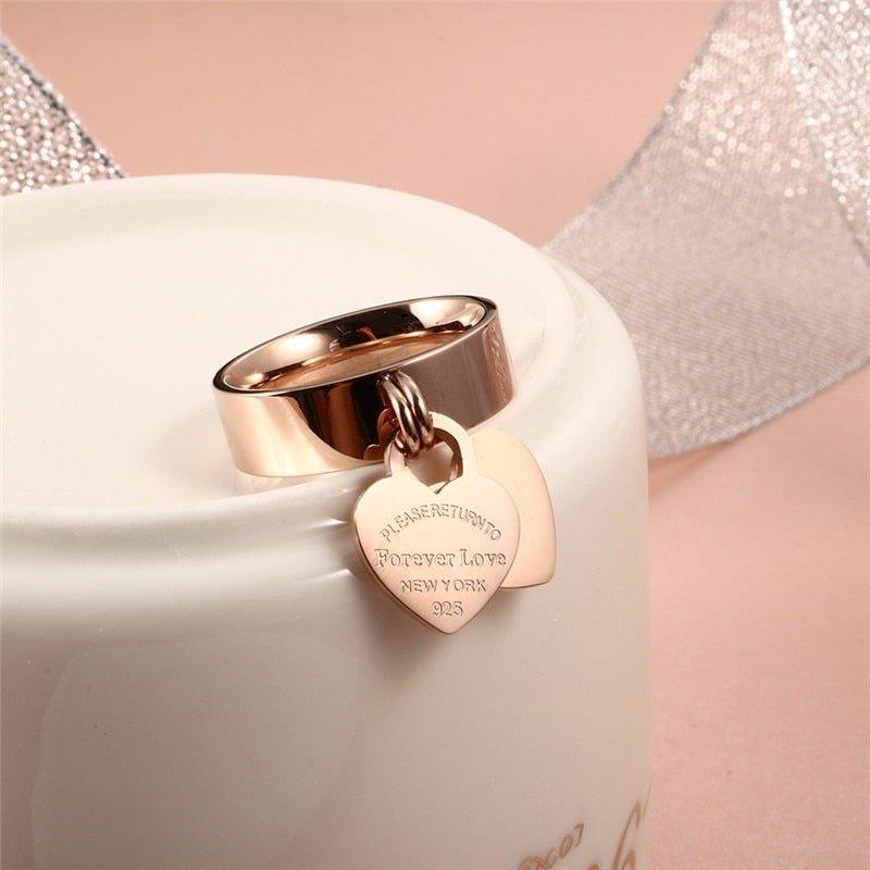 Bague pendentif coeur plaqué argent / or / or rose - MonPendentif