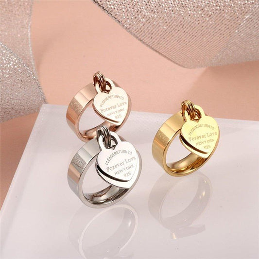 Bague pendentif coeur plaqué argent / or / or rose