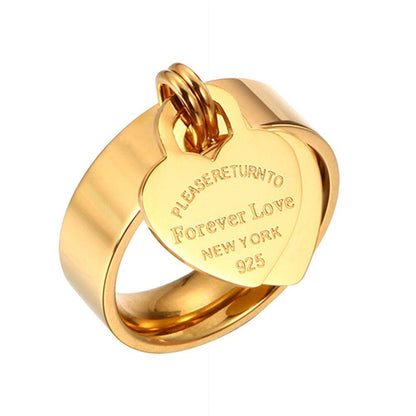 Bague pendentif coeur plaqué argent / or / or rose