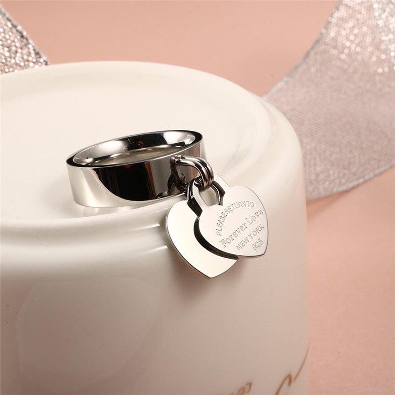 Bague pendentif coeur plaqué argent / or / or rose - MonPendentif