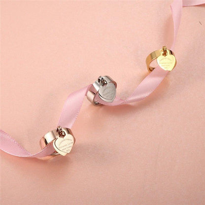 Bague pendentif coeur plaqué argent / or / or rose