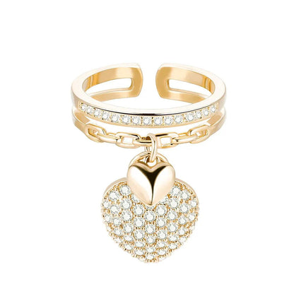 Bague pendentif coeurs diamants or / or rose / argent - MonPendentif
