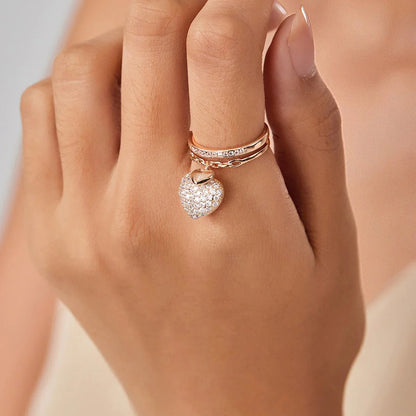 Bague pendentif coeurs diamants or / or rose / argent