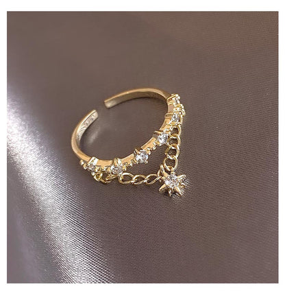 Bague pendentif diamants chaîne étoile or