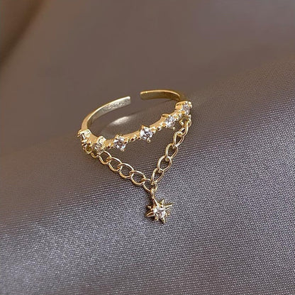 Bague pendentif diamants chaîne étoile or - MonPendentif