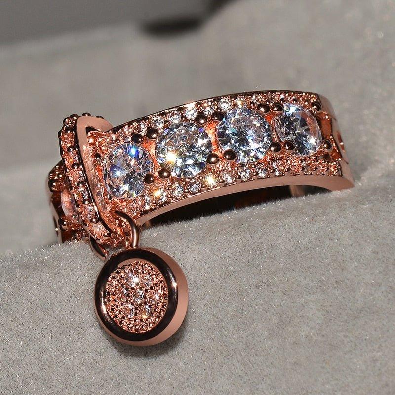 Bague pendentif médaillon avec diamants plaqué argent / or / or rose