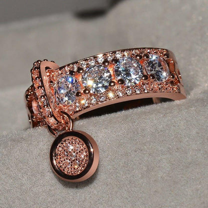 Bague pendentif médaillon avec diamants plaqué argent / or / or rose