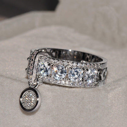 Bague pendentif médaillon avec diamants plaqué argent / or / or rose