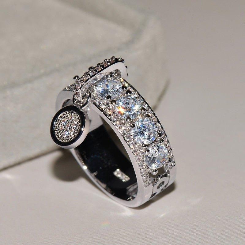 Bague pendentif médaillon avec diamants plaqué argent / or / or rose - MonPendentif