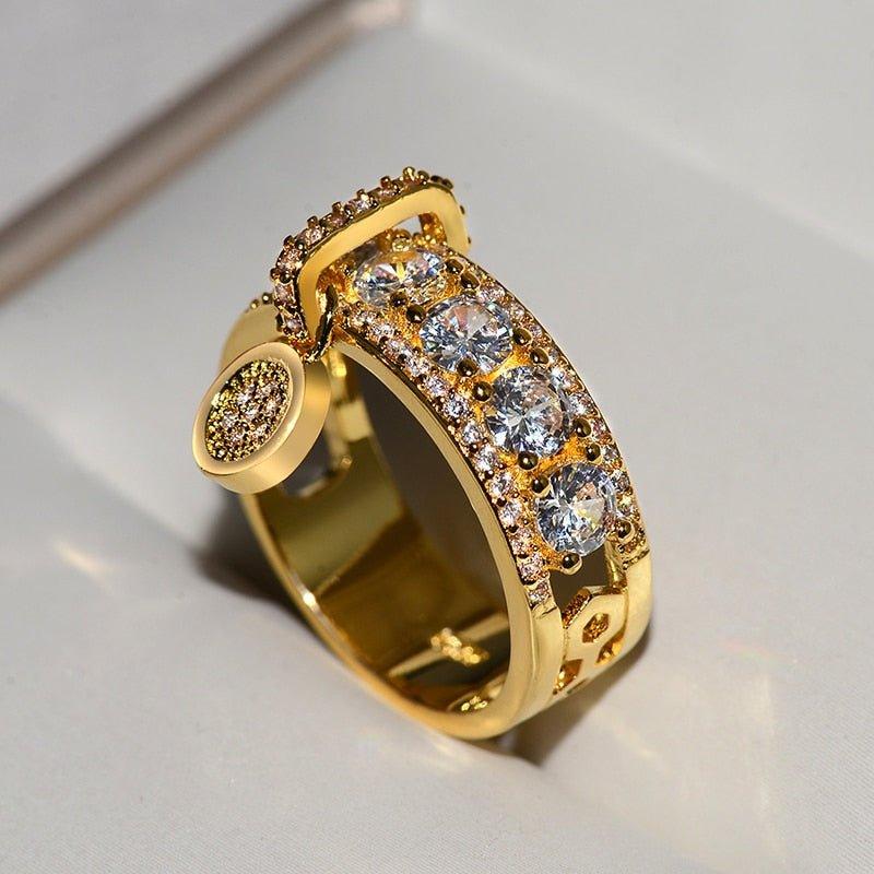 Bague pendentif médaillon avec diamants plaqué argent / or / or rose - MonPendentif