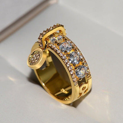 Bague pendentif médaillon avec diamants plaqué argent / or / or rose - MonPendentif