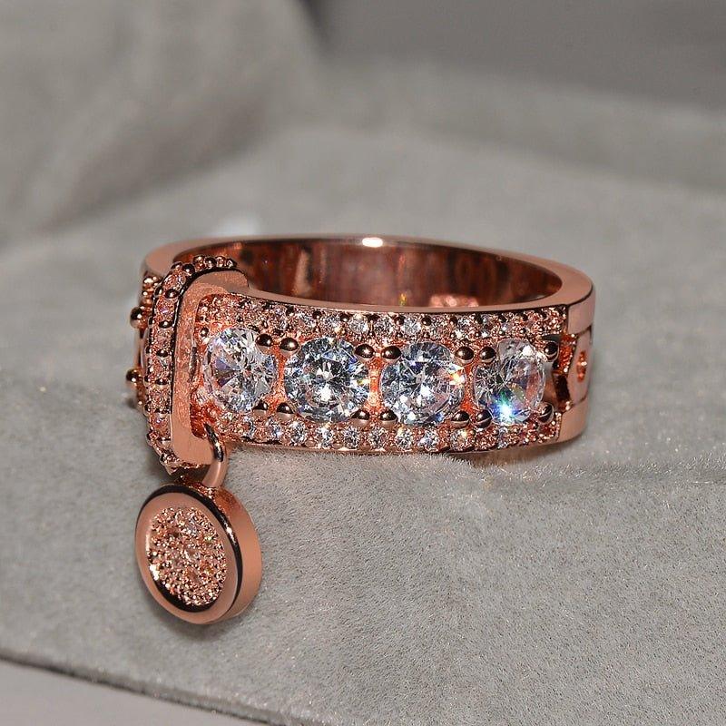 Bague pendentif médaillon avec diamants plaqué argent / or / or rose