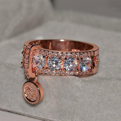 Bague pendentif médaillon avec diamants plaqué argent / or / or rose