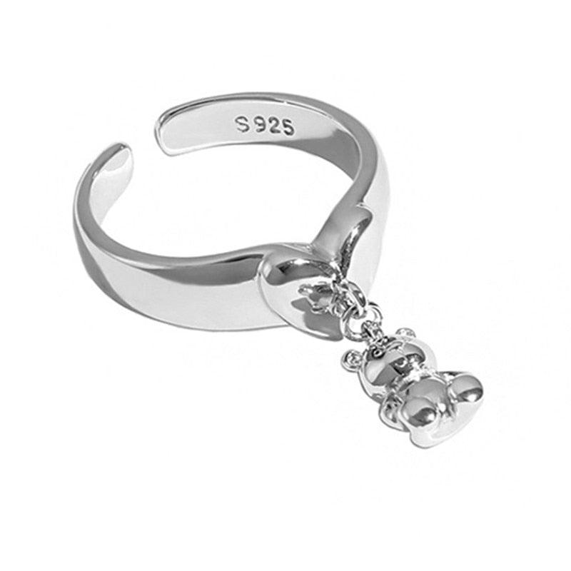 Bague pendentif ourson argent
