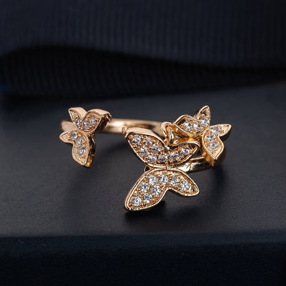 Bague pendentif papillons diamants argent / or - MonPendentif