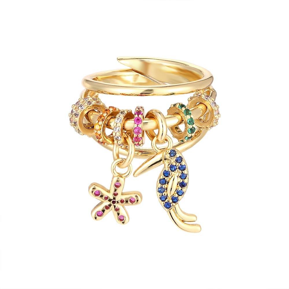 Bague pendentif pierres arc en ciel