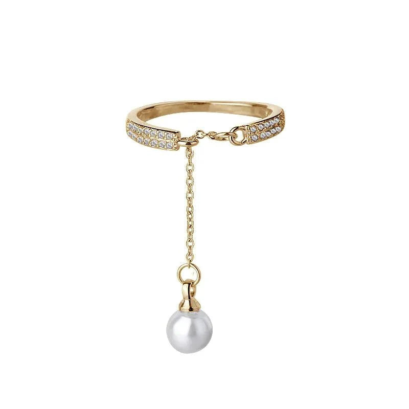 Bague pendentif réglable diamants perle - MonPendentif