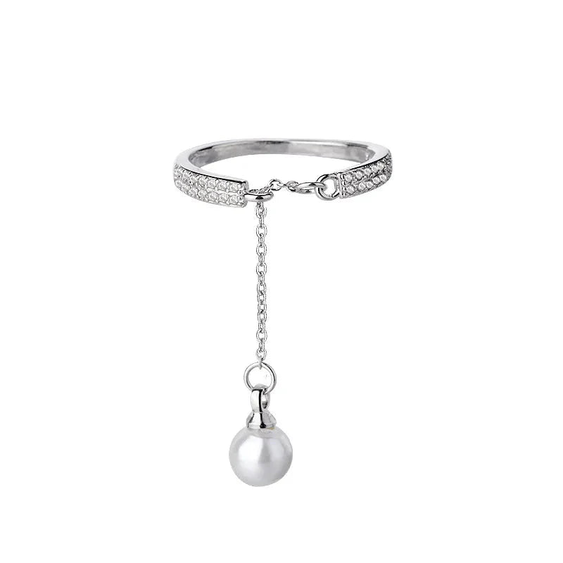 Bague pendentif réglable diamants perle - MonPendentif