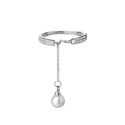 Bague pendentif réglable diamants perle - MonPendentif