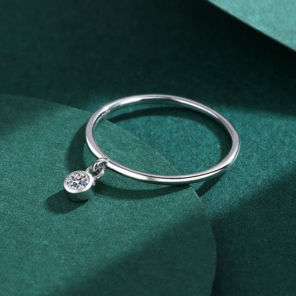 Bague pendentif rond diamant argent sterling 925