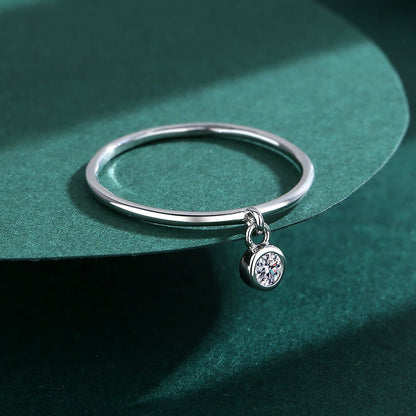 Bague pendentif rond diamant argent sterling 925