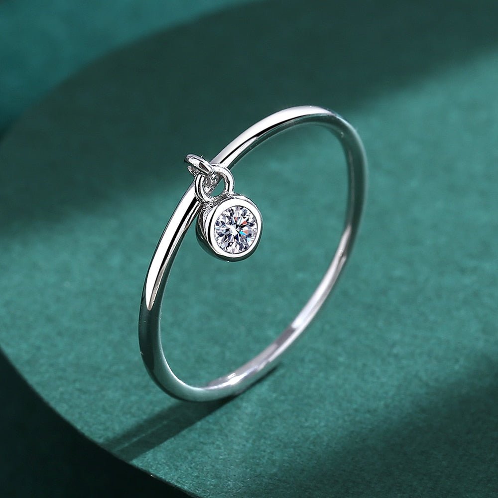 Bague pendentif rond diamant argent sterling 925
